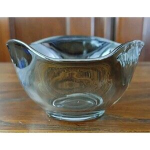 MCM Dorothy Thorpe Style Silver Fade Glass Triangle Salad / Candy / Dip Bowl EUC